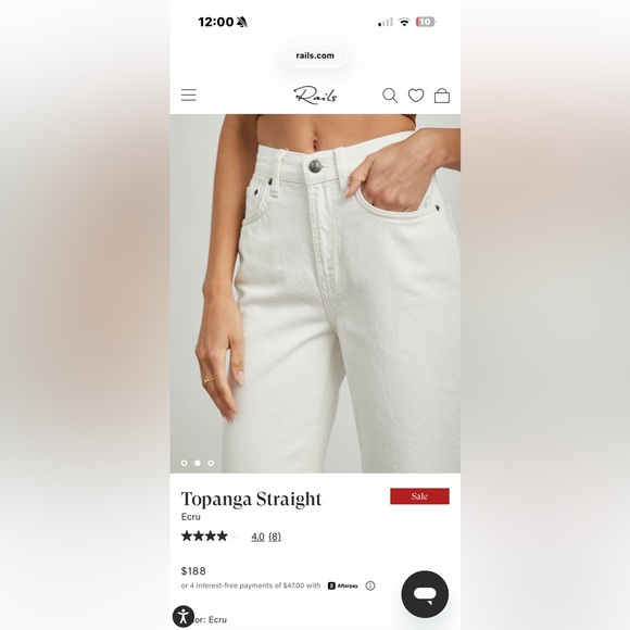 Rails Vintage Inspired Women's Topenga Ecru Straight Leg Jeans, 27 - Picture 12 of 12